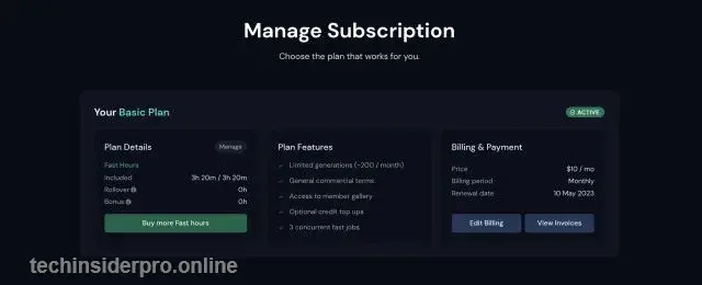 My Plan Manage Subscription page